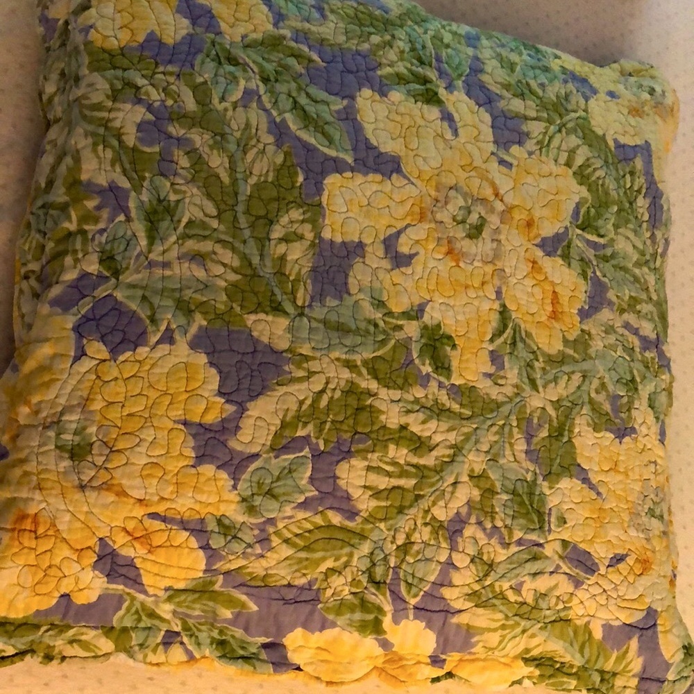 2 used April Cornell flowered quilted euro sham